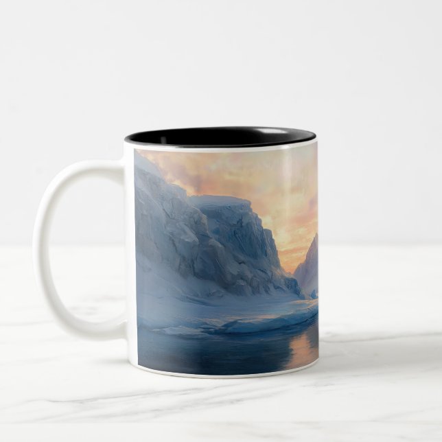 Antarctic Dawn: Iceberg & Still Waters Two-Tone Coffee Mug (Left)