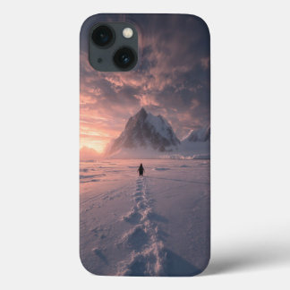 Antarctic Glow: Lone Penguin Sunset Journey Editio iPhone 13 Case