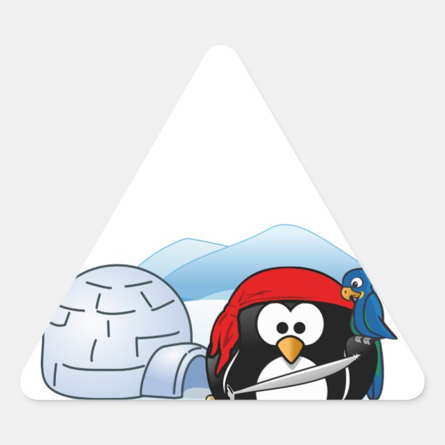 Antarctic Pitate Penguin Triangle Sticker (Front)