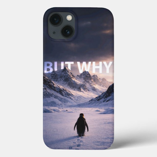 Antarctic Solitude: Penguin "But Why?" Quest Art Case-Mate iPhone Case (Back)