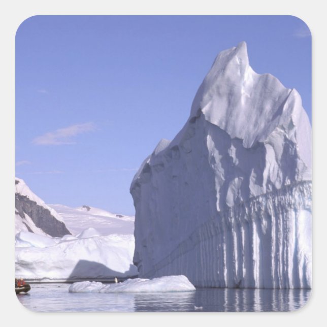 Antarctica, Antarctic Peninsula. Zodiak and Square Sticker (Front)