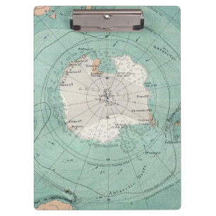 Antarctica Antique Map Clipboard