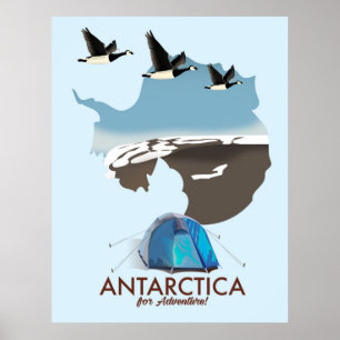 Antarctica For Adventure Travel poster map.