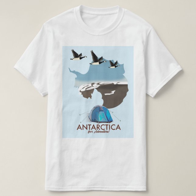Antarctica For Adventure Travel poster map. T-Shirt (Design Front)