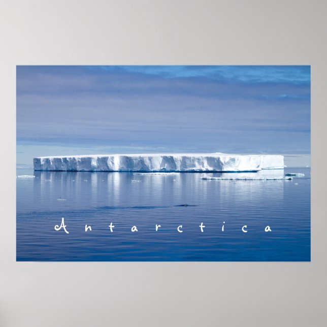 Antarctica iceberg landscape photo with white text poster (Front)