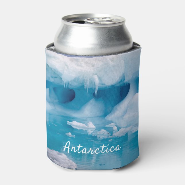 Antarctica iceberg photo with text can cooler (Can Front)