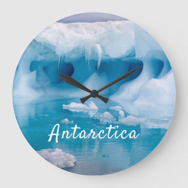 Antarctica iceberg photo with text large clock (Front)