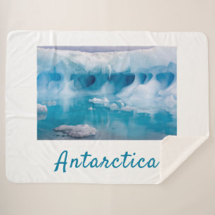 Antarctica iceberg photo with text sherpa blanket