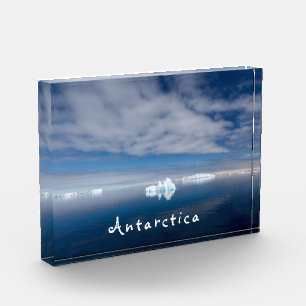 Antarctica landscape floating ice photo with text block