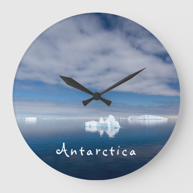 Antarctica landscape floating ice photo with text large clock (Front)