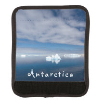Antarctica landscape floating ice photo with text