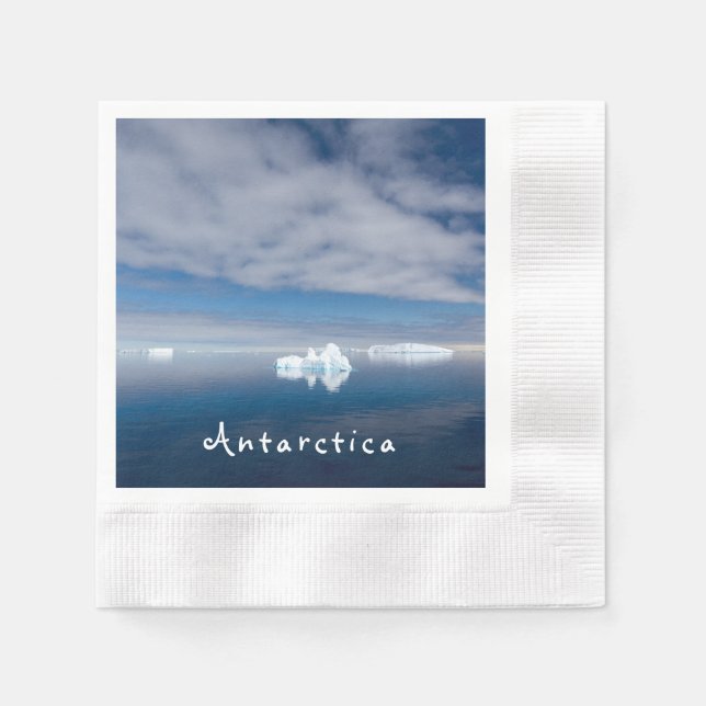 Antarctica landscape floating ice photo with text napkin (Front)