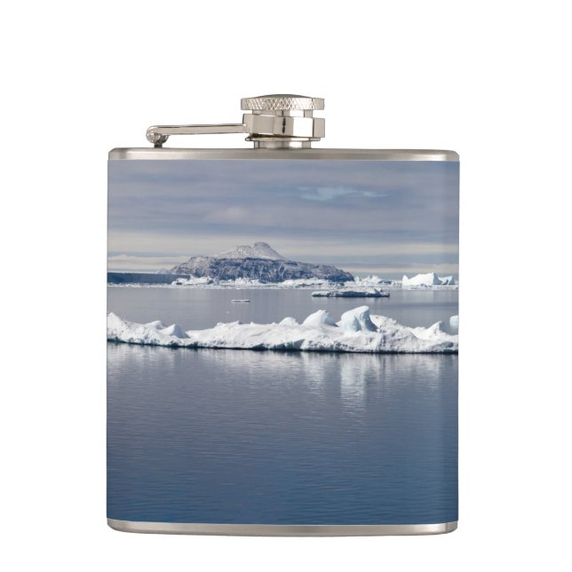 Antarctica landscape hip flask (Front)