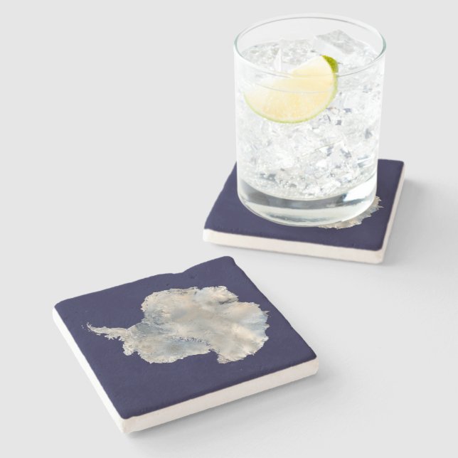 Antarctica (NASA Blue Marble Imagery) Stone Coaster (Side)