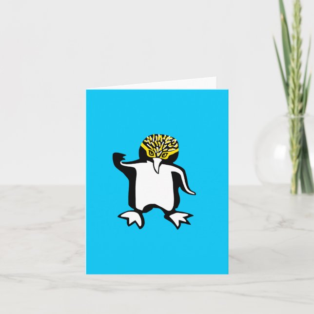 Antarctica-  PENGUIN - Endangered animal - Blue Note Card (Front)