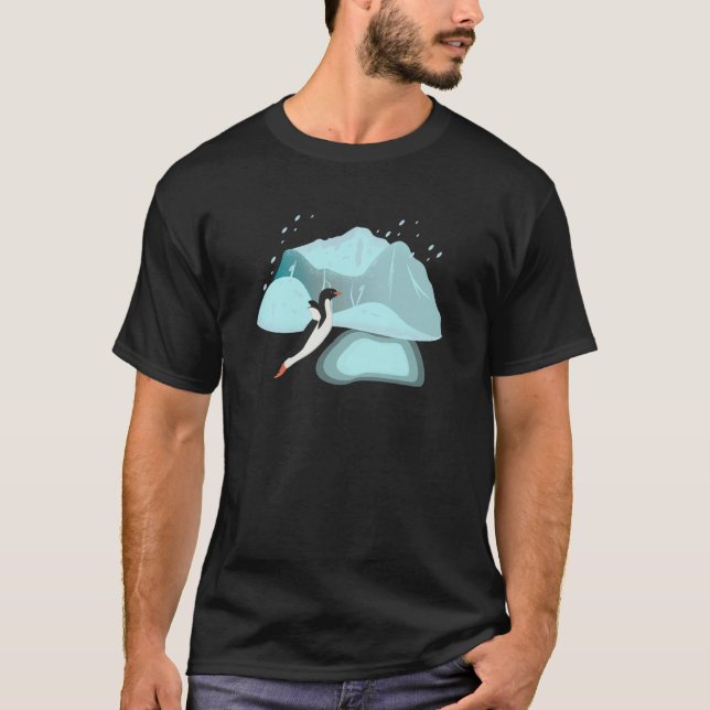 Antarctica Penguin Jumping in a Pool of Water Anta T-Shirt (Front)