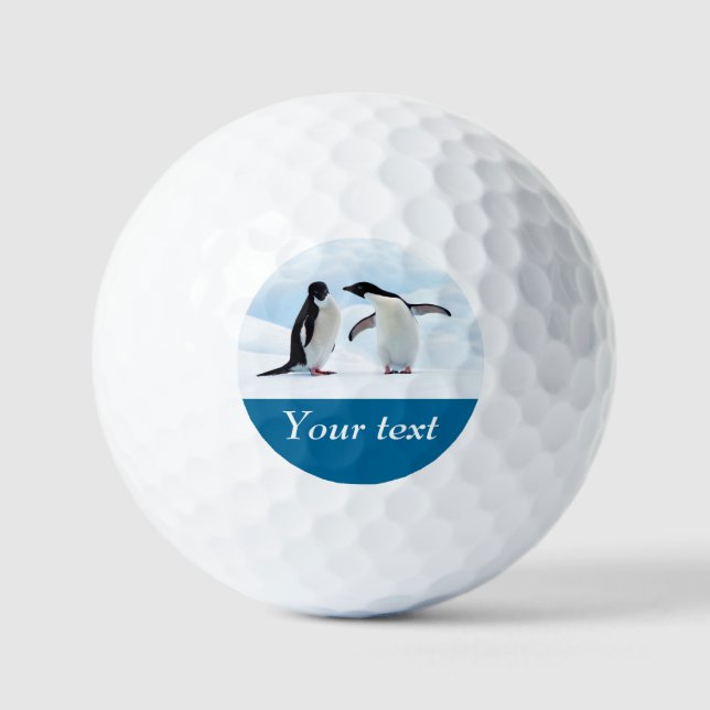 Antarctica Penguin on ice personalised text Golf Balls (Front)