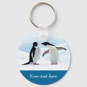 Antarctica Penguin on ice personalised text Key Ring