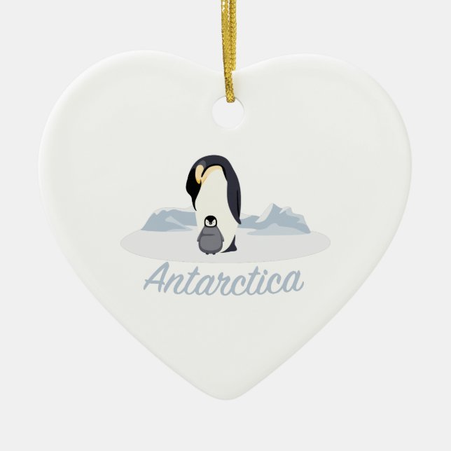 Antarctica Penguins Ceramic Tree Decoration (Front)