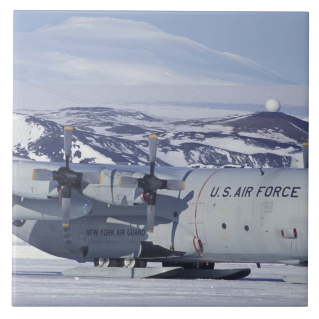 Antarctica, Ross Island, McMurdo station, C-130 Ceramic Tile (Front)
