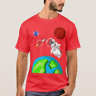 Antarctica Zoo Animal Outer Space Rocket Astronaut T-Shirt