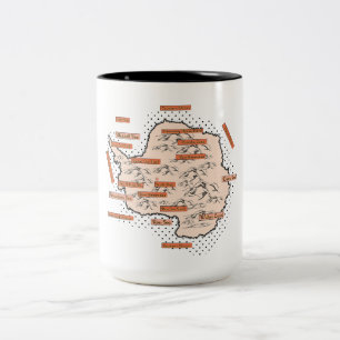 Antartica Vintage Map Two-Tone Coffee Mug