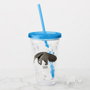 Anteater cartoon illustration  acrylic tumbler