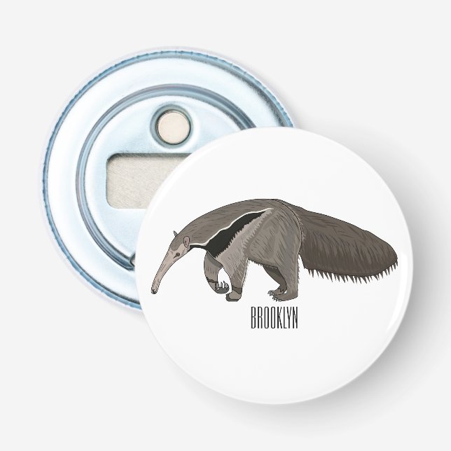 Anteater cartoon illustration  bottle opener (Front)