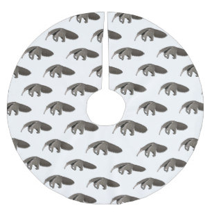 Anteater cartoon illustration  brushed polyester tree skirt