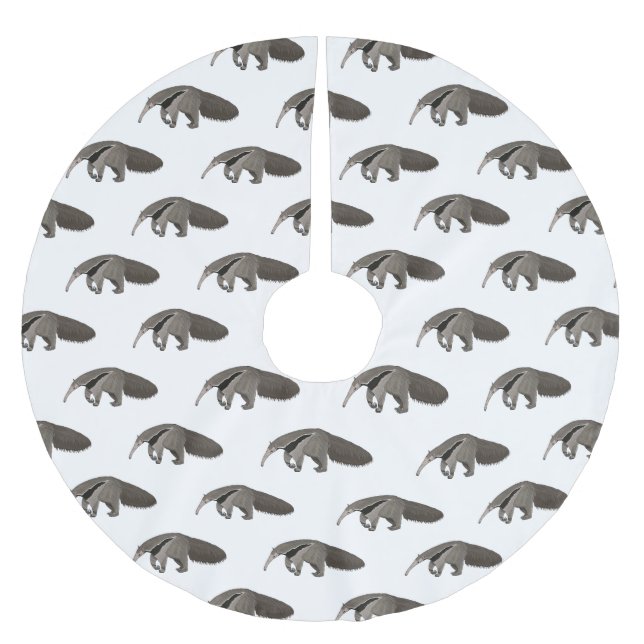 Anteater cartoon illustration  brushed polyester tree skirt (Front)