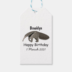 Anteater cartoon illustration gift tags