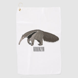 Anteater cartoon illustration  golf towel