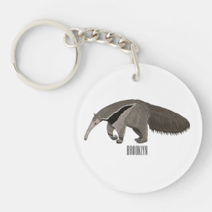Anteater cartoon illustration key ring