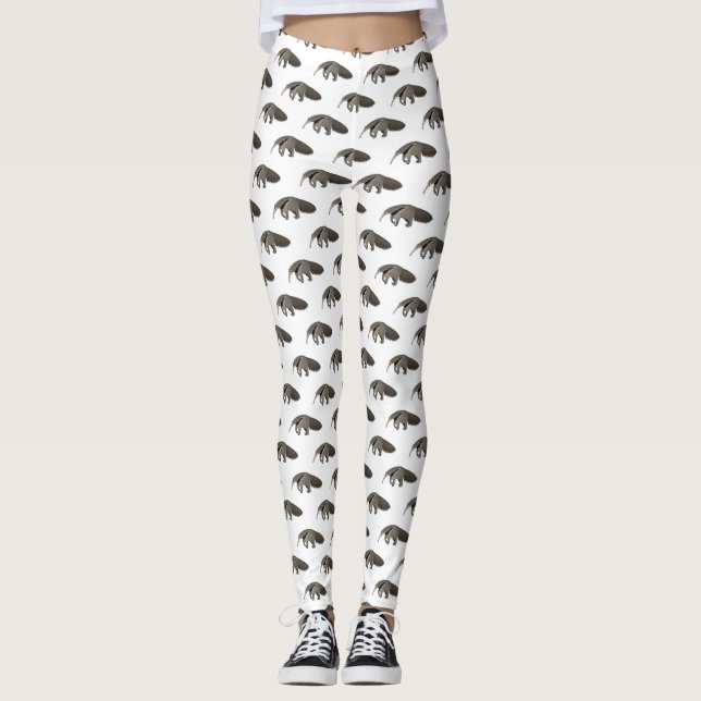 Anteater cartoon illustration  leggings (Front)