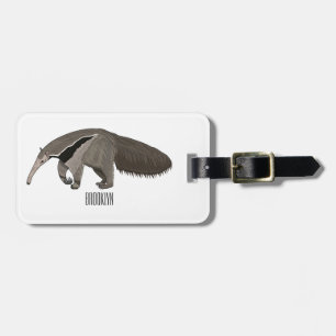 Anteater cartoon illustration luggage tag