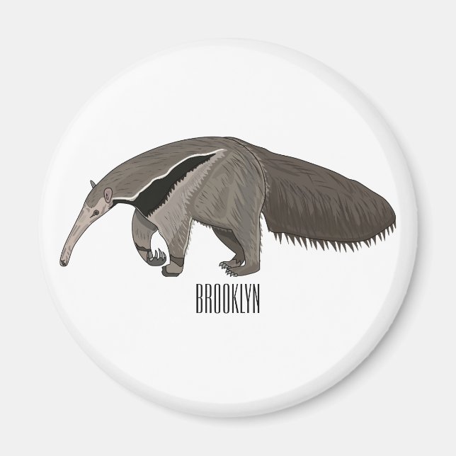 Anteater cartoon illustration  magnet (Front)