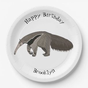 Anteater cartoon illustration paper plate