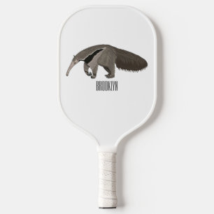 Anteater cartoon illustration  pickleball paddle