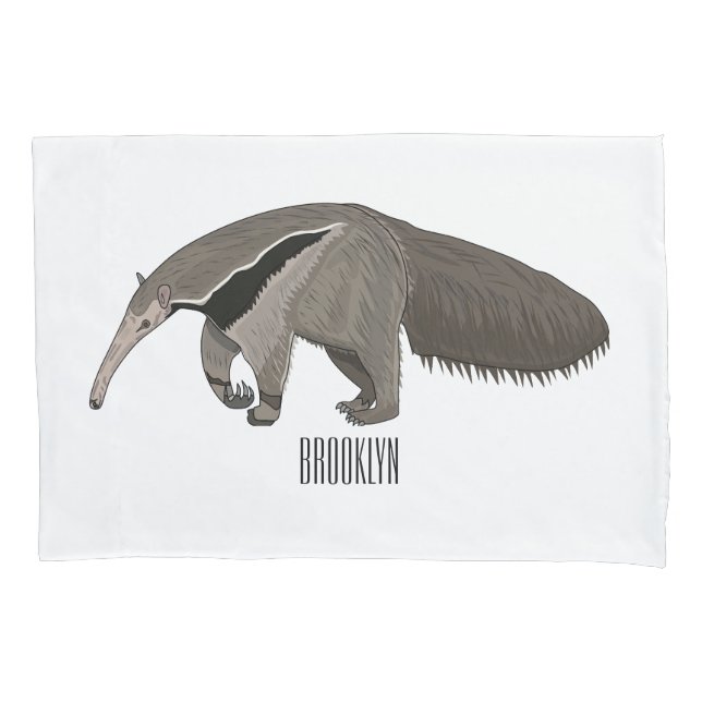 Anteater cartoon illustration  pillowcase (Front)