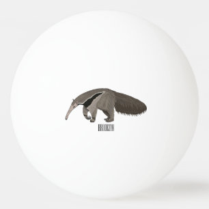Anteater cartoon illustration  ping pong ball