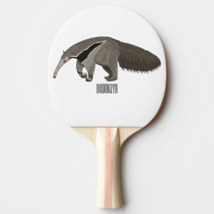 Anteater cartoon illustration  ping pong paddle