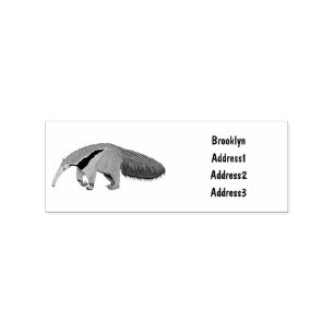 Anteater cartoon illustration rubber stamp
