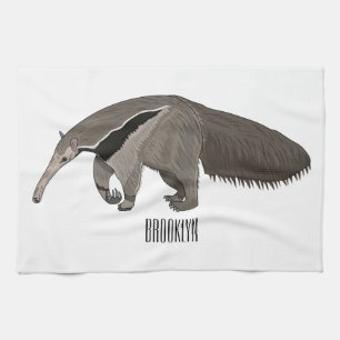 Anteater cartoon illustration  tea towel