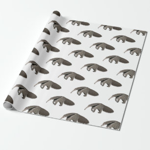 Anteater cartoon illustration  wrapping paper