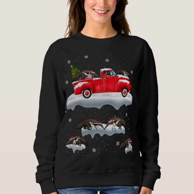 Anteater Driving Christmas Tree Red Truck Anteater Sweatshirt (Front)