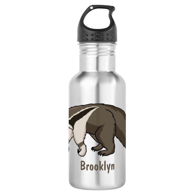 Anteater happy cartoon illustration  532 ml water bottle (Front)