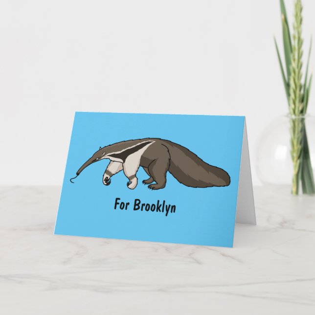 Anteater happy cartoon illustration card (Front)