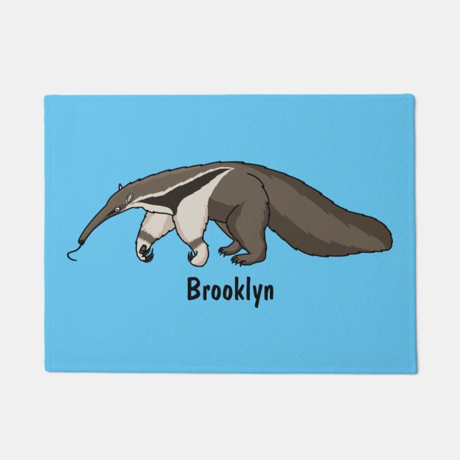 Anteater happy cartoon illustration doormat (Front)