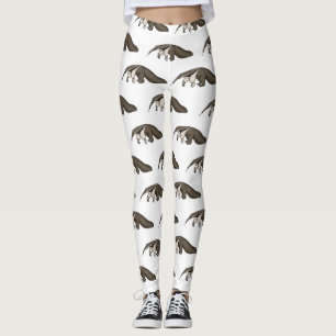 Anteater happy cartoon illustration  leggings