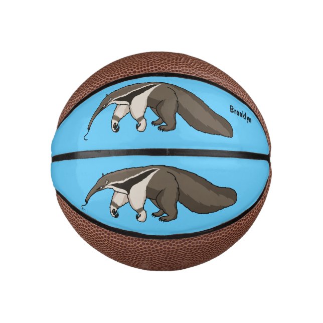 Anteater happy cartoon illustration mini basketball (Front)